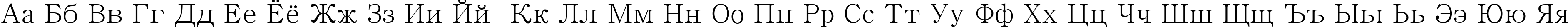 Пример написания русского алфавита шрифтом Batang