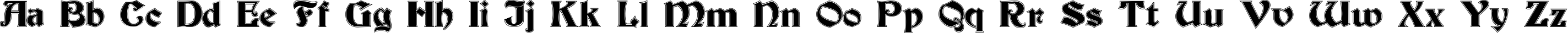 Пример написания английского алфавита шрифтом Becker Inline