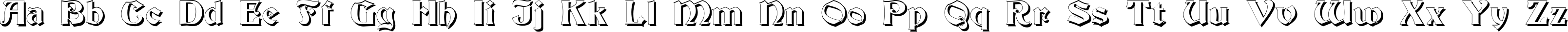 Пример написания английского алфавита шрифтом Becker Shadow