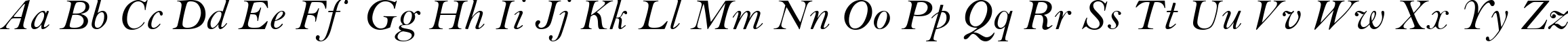 Пример написания английского алфавита шрифтом Bell MT Italic