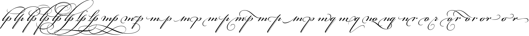 Пример написания английского алфавита шрифтом Bickham Script Alt Three