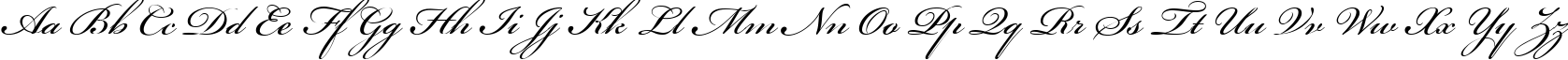 Пример написания английского алфавита шрифтом Bickham Script One