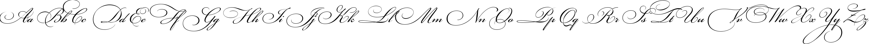 Пример написания английского алфавита шрифтом Bickham Script Three