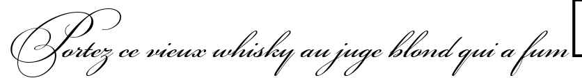 Пример написания шрифтом Bikham Cyr Script текста на французском