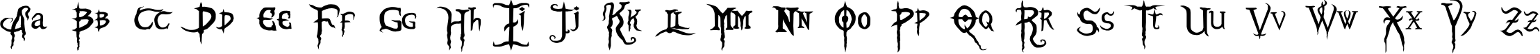 Пример написания английского алфавита шрифтом Blood Omen