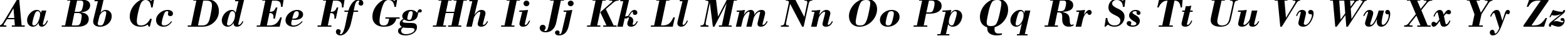 Пример написания английского алфавита шрифтом Bodoni Bold Italic BT