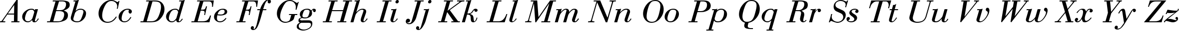 Пример написания английского алфавита шрифтом Bodoni Roman Italic