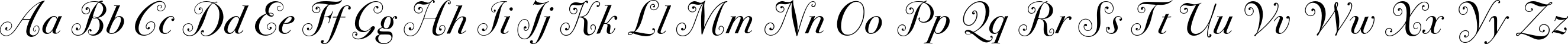 Пример написания английского алфавита шрифтом BodoniSevSwashITC