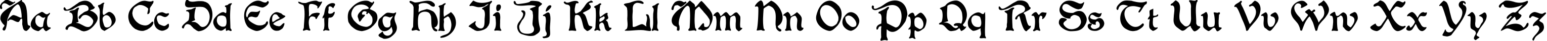 Пример написания английского алфавита шрифтом BoisterBlack