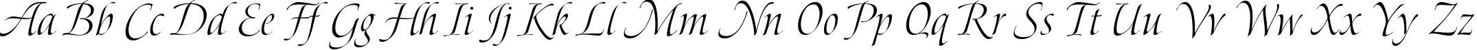 Пример написания английского алфавита шрифтом Bolero script