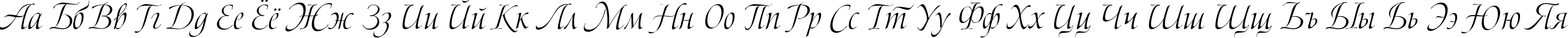 Пример написания русского алфавита шрифтом Bolero script