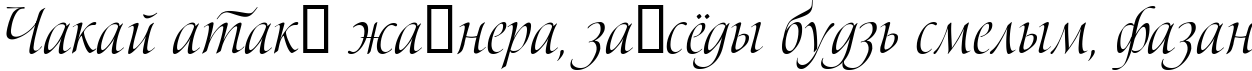 Пример написания шрифтом Bolero script текста на белорусском