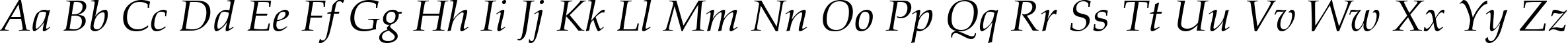 Пример написания английского алфавита шрифтом Book Antiqua Italic