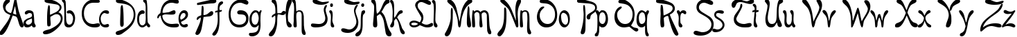 Пример написания английского алфавита шрифтом Boomerang