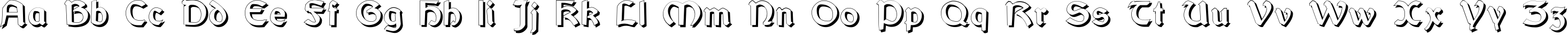 Пример написания английского алфавита шрифтом Bretagne Gaelic Shadow