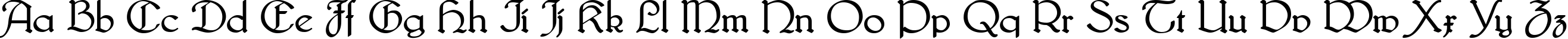 Пример написания английского алфавита шрифтом Bridgnorth