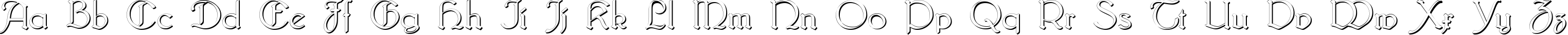 Пример написания английского алфавита шрифтом Bridgnorth-Shadow