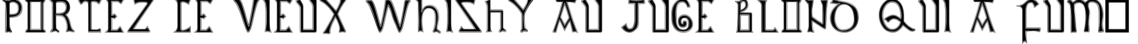 Пример написания шрифтом British Outline Majuscules текста на французском