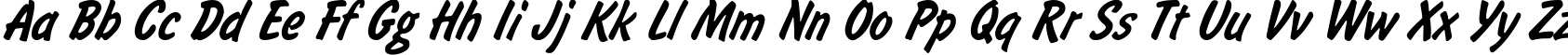Пример написания английского алфавита шрифтом BrushType-SemiBold-Italic