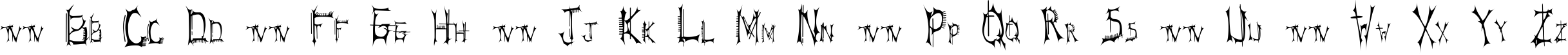 Пример написания английского алфавита шрифтом BT Speartooth TRIAL VERSION