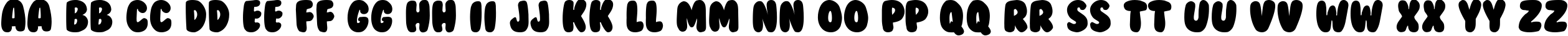 Пример написания английского алфавита шрифтом BubbleGum