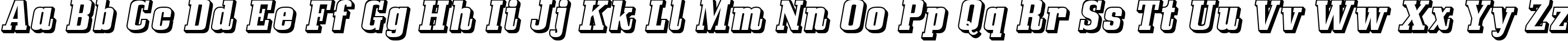 Пример написания английского алфавита шрифтом Bullpen 3D