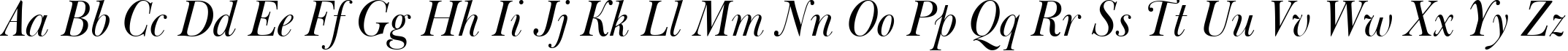 Пример написания английского алфавита шрифтом Bulmer Italic BT