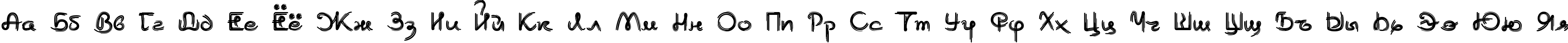 Пример написания русского алфавита шрифтом Burlak