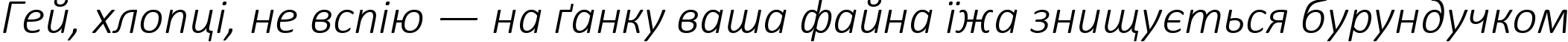Пример написания шрифтом Calibri Light Italic текста на украинском