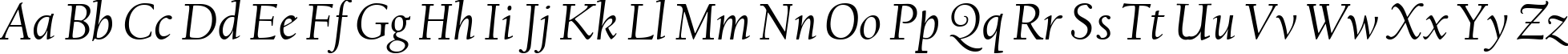 Пример написания английского алфавита шрифтом Californian FB Italic