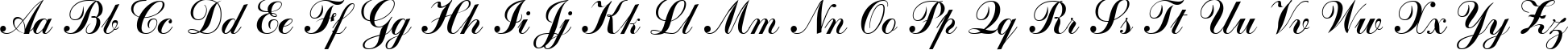 Пример написания английского алфавита шрифтом Calligraph