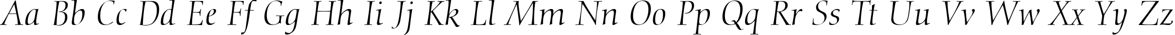 Пример написания английского алфавита шрифтом Calligraphic 810 Italic BT