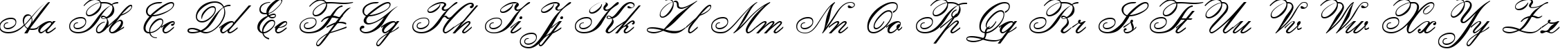 Пример написания английского алфавита шрифтом Calligraphia Two