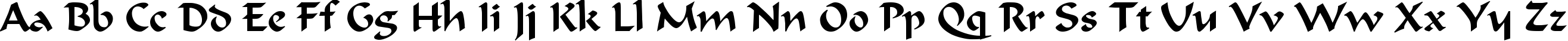Пример написания английского алфавита шрифтом Calligraphic Regular