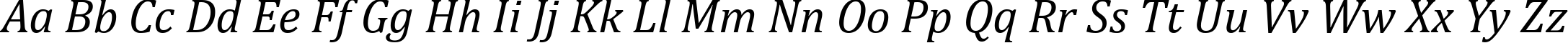 Пример написания английского алфавита шрифтом Cambria Italic