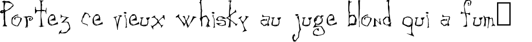 Пример написания шрифтом Canker Sore текста на французском