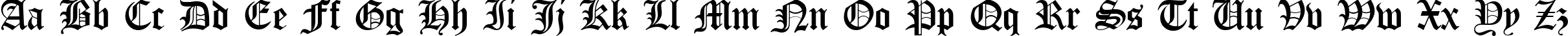 Пример написания английского алфавита шрифтом Canterbury Regular