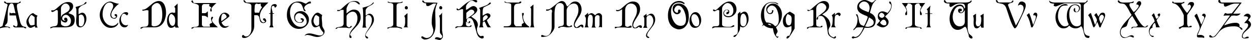 Пример написания английского алфавита шрифтом Cardinal Regular