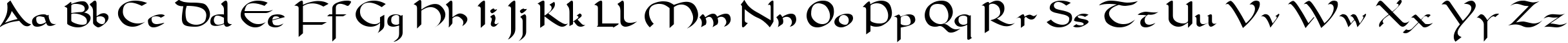 Пример написания английского алфавита шрифтом Carolingia