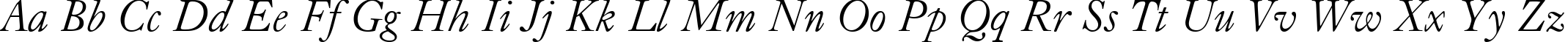 Пример написания английского алфавита шрифтом Caslon Old Face Italic BT