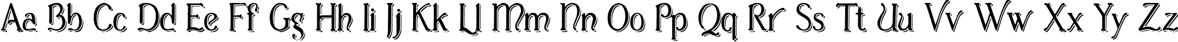 Пример написания английского алфавита шрифтом Casua_Shopsign