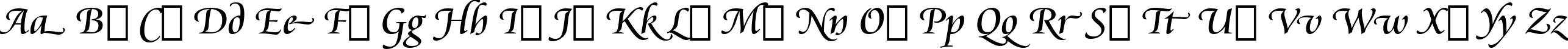 Пример написания английского алфавита шрифтом Cataneo Regular Swash BT