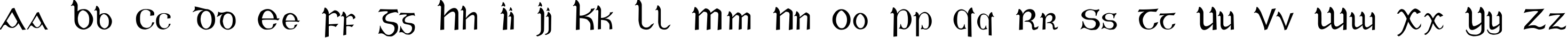 Пример написания английского алфавита шрифтом Celtic Gaelige Regular