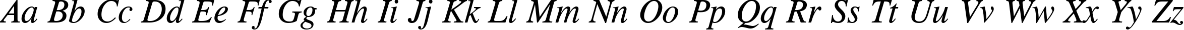 Пример написания английского алфавита шрифтом CG Times Italic