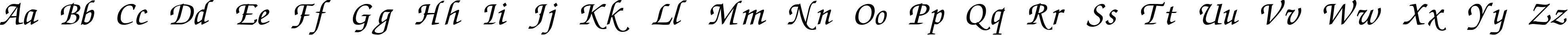 Пример написания английского алфавита шрифтом Chancery