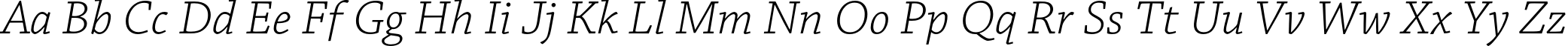Пример написания английского алфавита шрифтом Chaparral Pro Light Italic