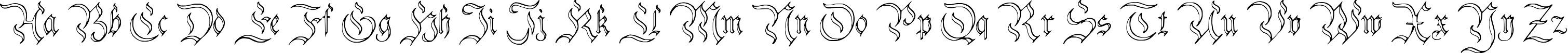 Пример написания английского алфавита шрифтом Charterwell No3