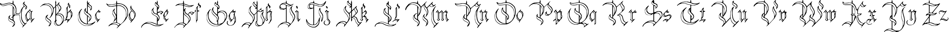 Пример написания английского алфавита шрифтом Charterwell No4