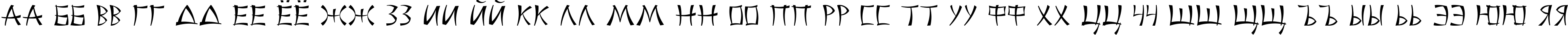Пример написания русского алфавита шрифтом ChinaCyr