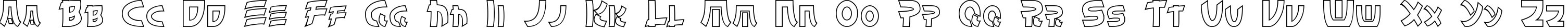 Пример написания английского алфавита шрифтом Chinyen Hollow